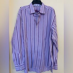 Robert Graham Purple Striped Men's Casual Button Down Shirt 2XL